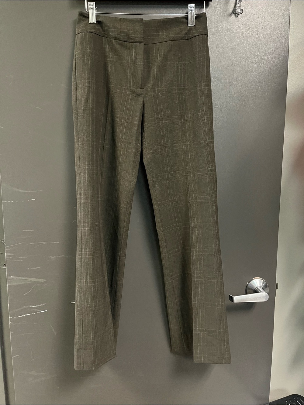 Antonio Melani Tailored Glen Plaid Dress Pants Taupe Brown Office Slacks